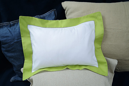Hemstitch Baby Pillow 12x16" with Hot Green border